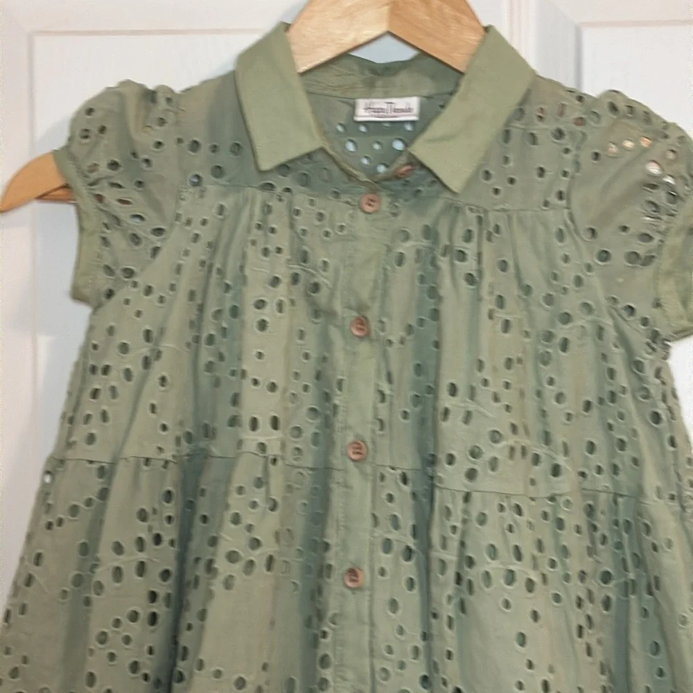 Girl’s Green Eyelet Boutique Dress, NWOT, 5